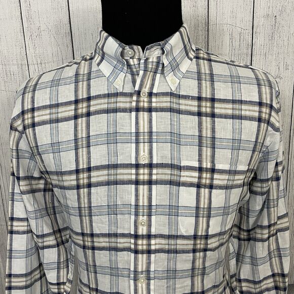 Brooks Brothers Men's XL Multicolor Baird McNutt Linen Long Sleeve Button Shirt - Picture 1 of 7